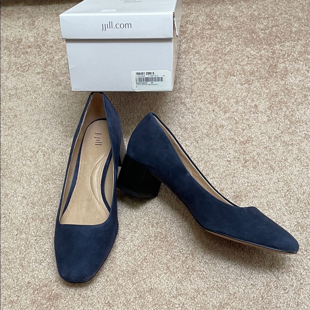 J. Jill Navy Suede Low Block Heel Pumps